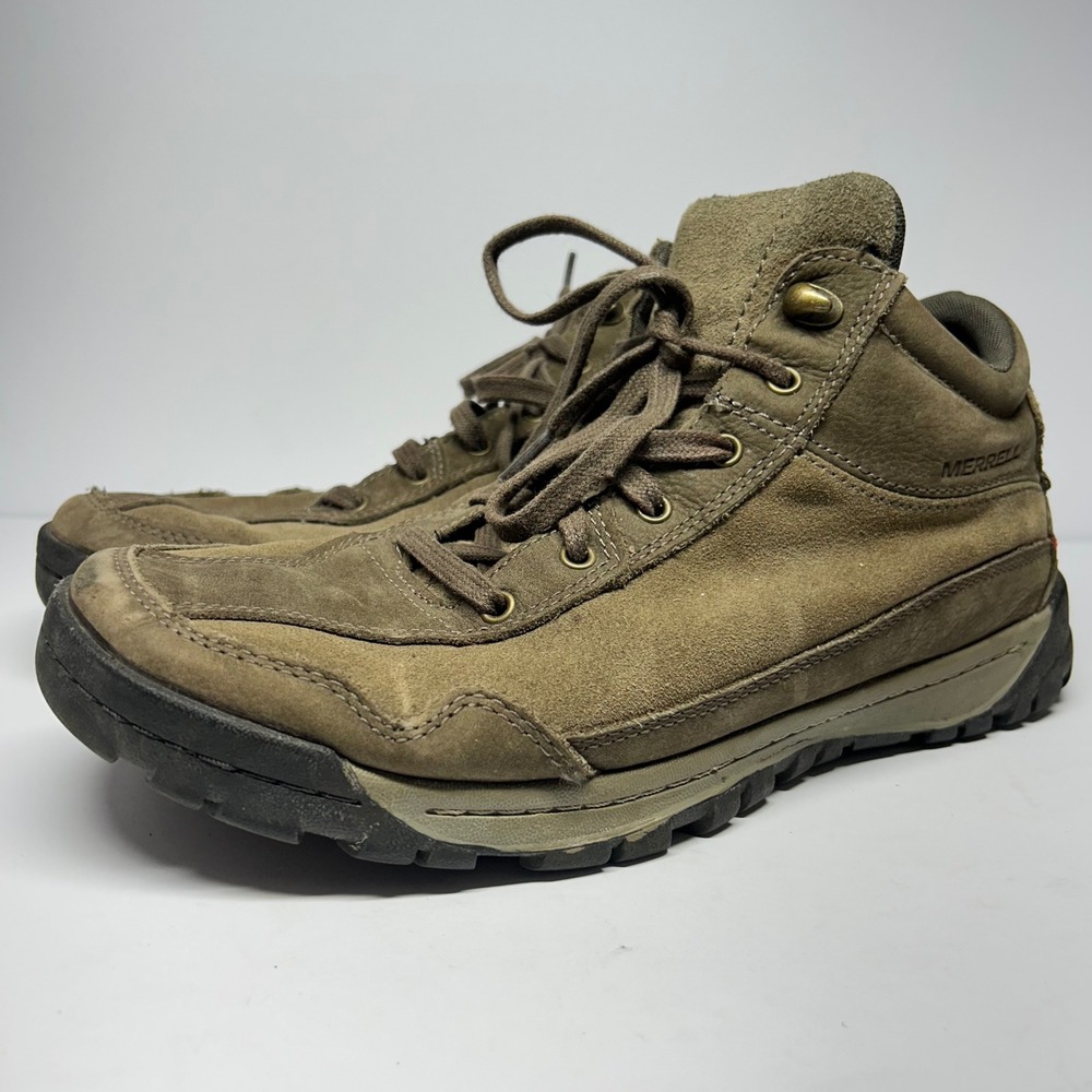Merrell Boulder Hiking Boots Brown Suede Mens 11 J23449 Mid Top Trail Shoes